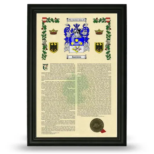 Kaersten Armorial History Framed - Black