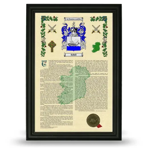 Kahill Armorial History Framed - Black