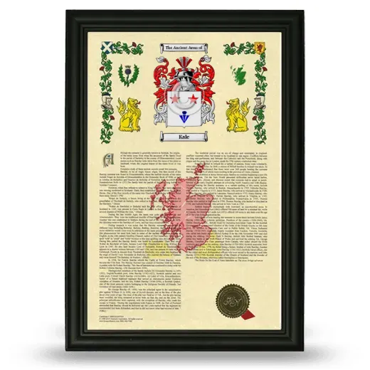 Kale Armorial History Framed - Black