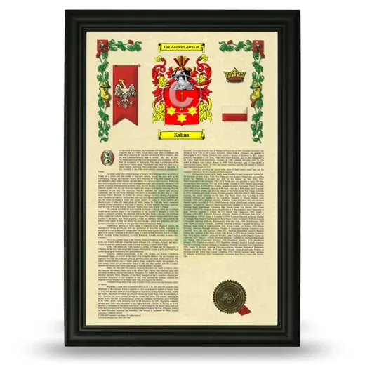 Kalina Armorial History Framed - Black