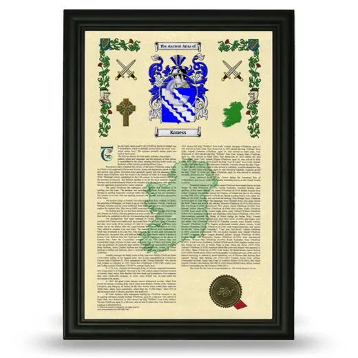 Kaness Armorial History Framed - Black