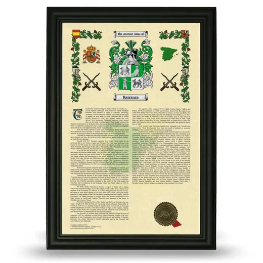 Karranza Armorial History Framed - Black