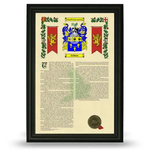 Kellums Armorial History Framed - Black