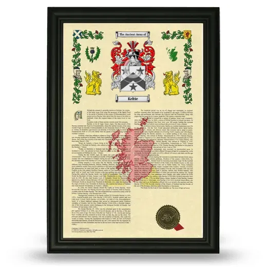 Keltie Armorial History Framed - Black