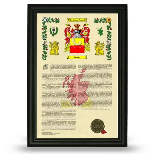Kenley Armorial History Framed - Black