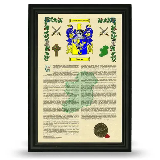Kenney Armorial History Framed - Black
