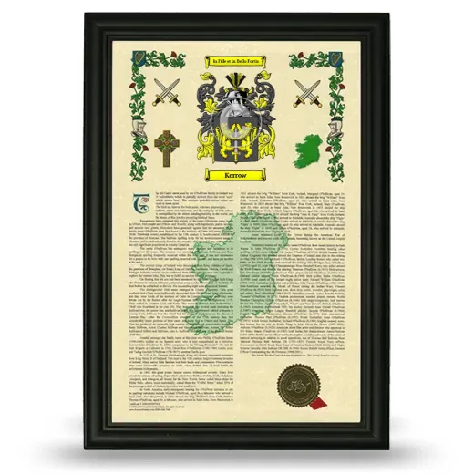 Kerrow Armorial History Framed - Black