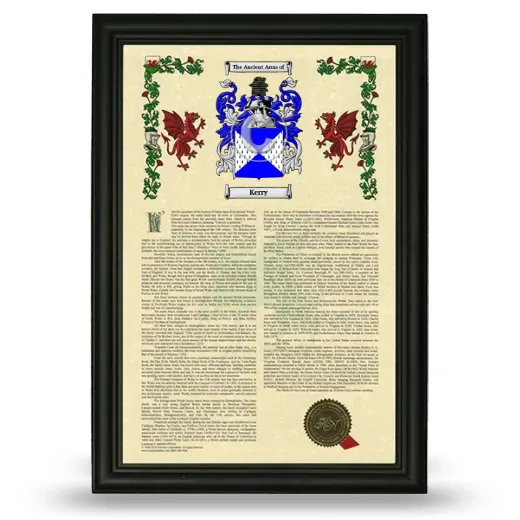 Kerry Armorial History Framed - Black