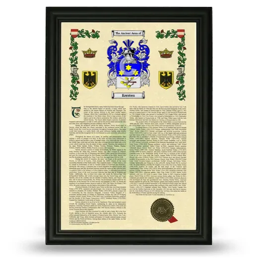 Kersten Armorial History Framed - Black