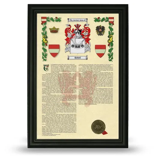 Ketrel Armorial History Framed - Black