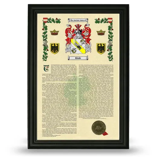 Khole Armorial History Framed - Black