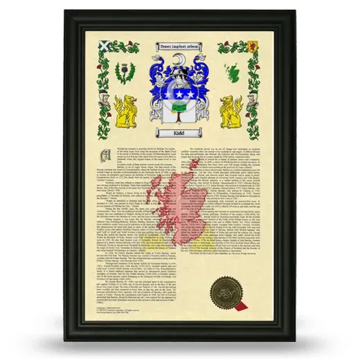 Kidd Armorial History Framed - Black