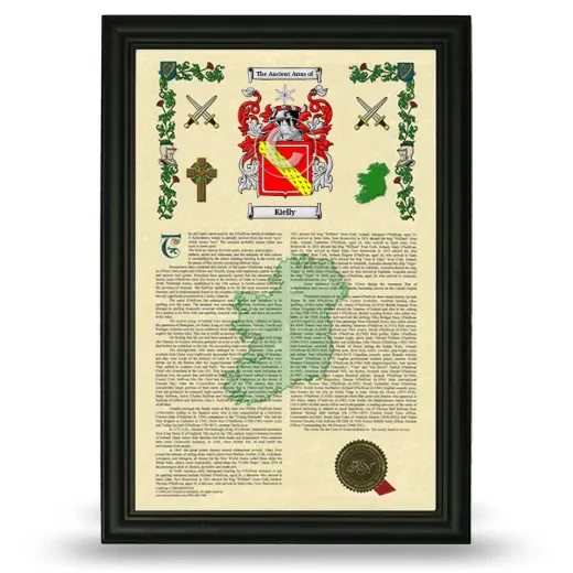 Kielly Armorial History Framed - Black