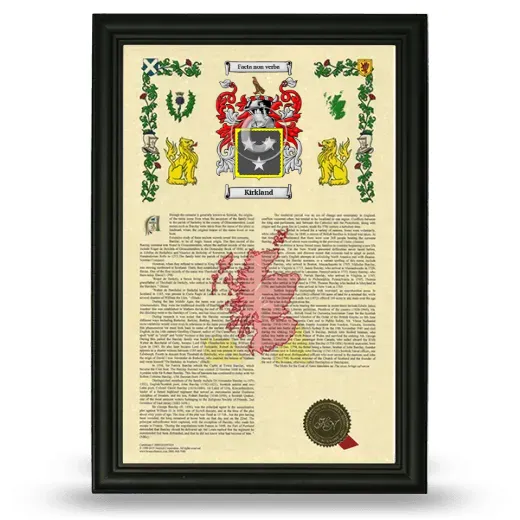 Kirkland Armorial History Framed - Black