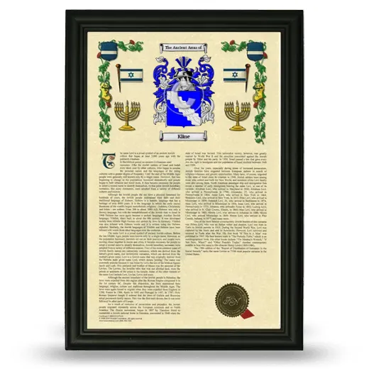 Kline Armorial History Framed - Black