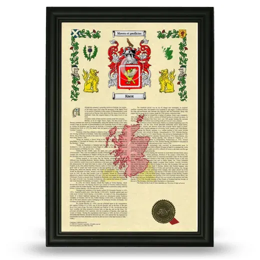 Knox Armorial History Framed - Black