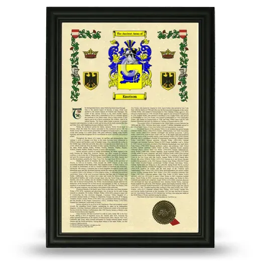 Knutson Armorial History Framed - Black