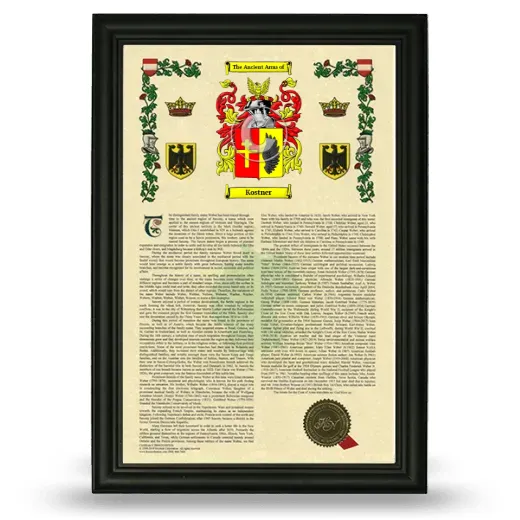 Kostner Armorial History Framed - Black