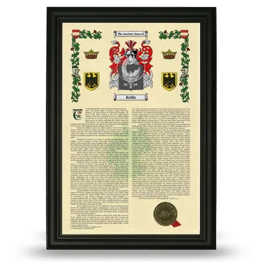 Koths Armorial History Framed - Black