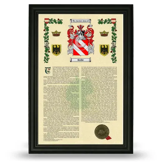 Krabe Armorial History Framed - Black