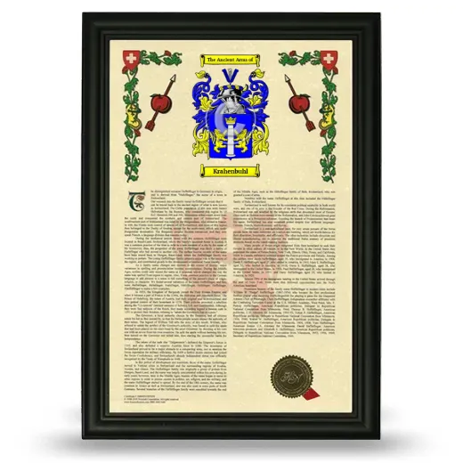 Krahenbuhl Armorial History Framed - Black