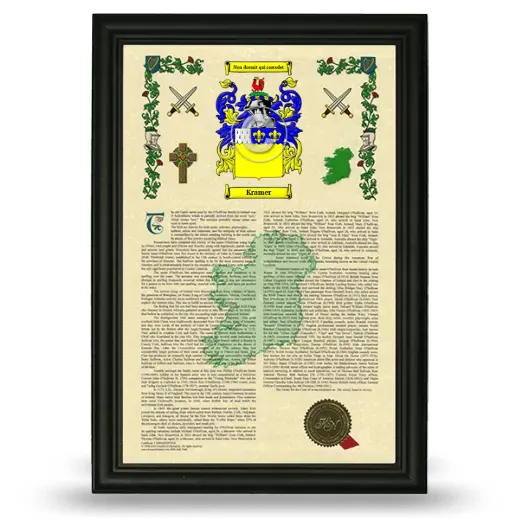 Kramer Armorial History Framed - Black