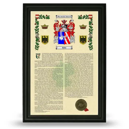 Kriss Armorial History Framed - Black
