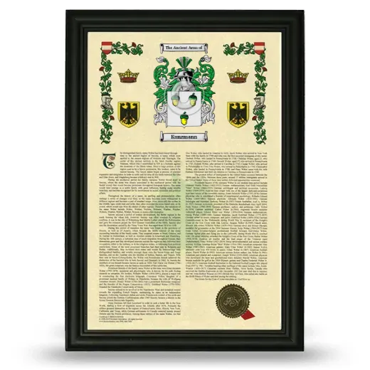 Kunzmann Armorial History Framed - Black