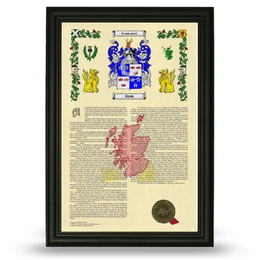 Kyon Armorial History Framed - Black
