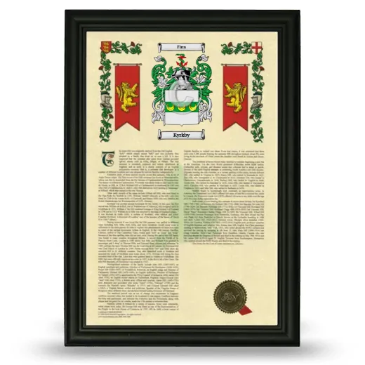 Kyrkby Armorial History Framed - Black