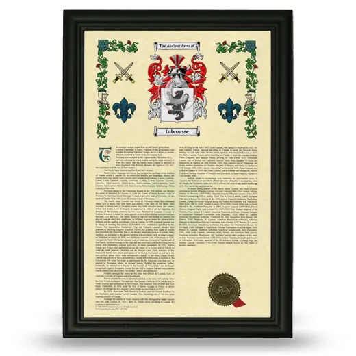 Labrousse Armorial History Framed - Black