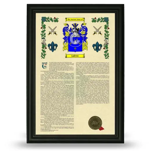 Lafever Armorial History Framed - Black