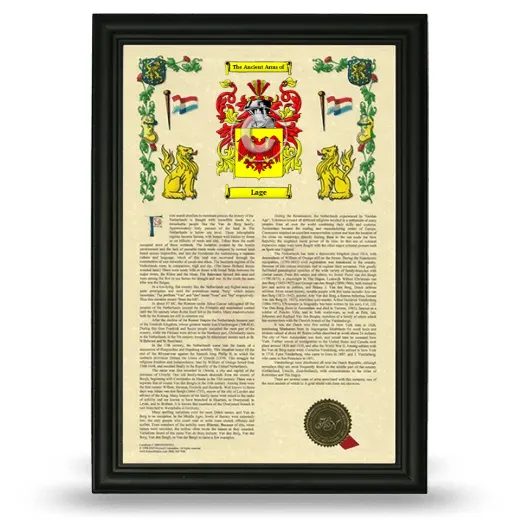 Lage Armorial History Framed - Black