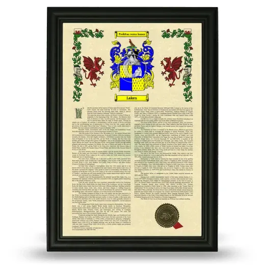 Laken Armorial History Framed - Black