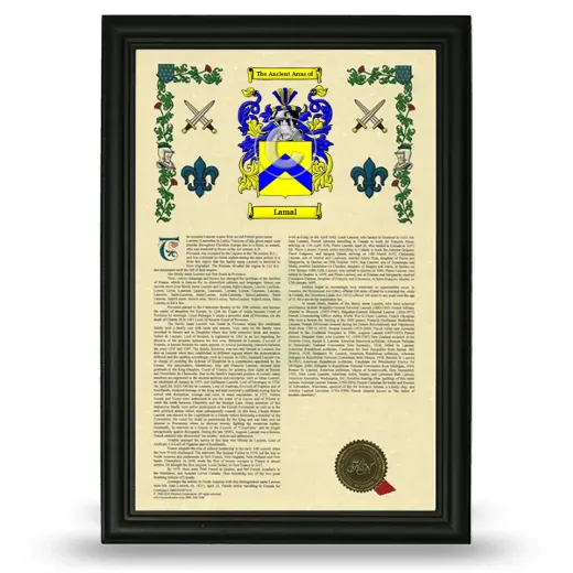 Lamal Armorial History Framed - Black