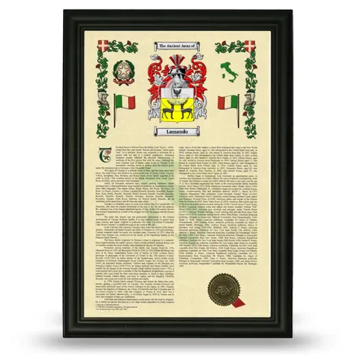 Lamando Armorial History Framed - Black