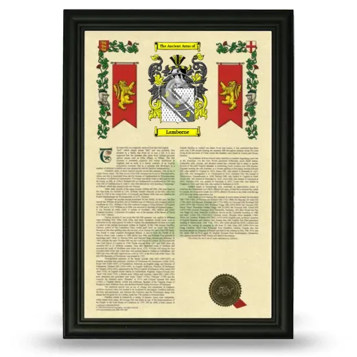 Lamborne Armorial History Framed - Black
