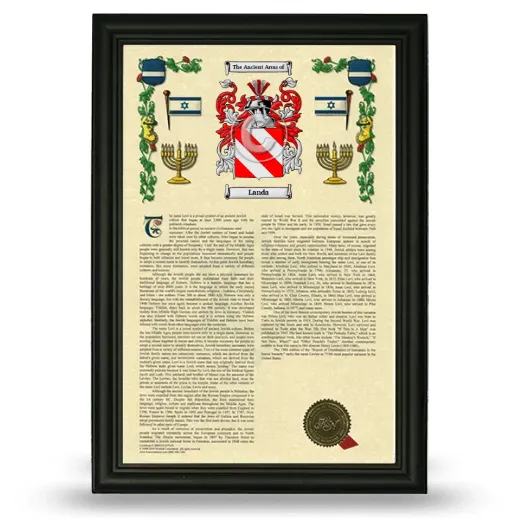 Landa Armorial History Framed - Black