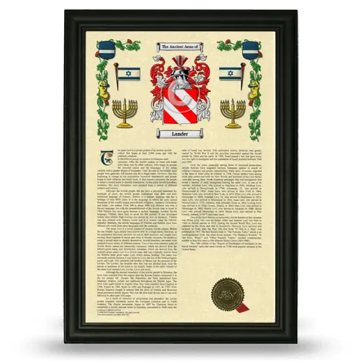 Lander Armorial History Framed - Black