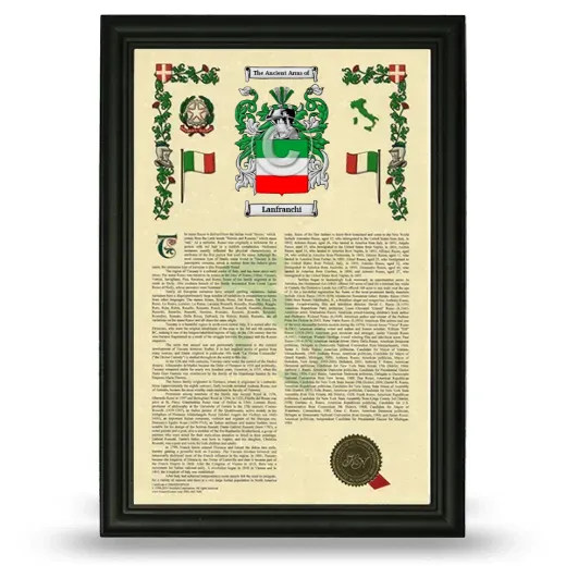 Lanfranchi Armorial History Framed - Black