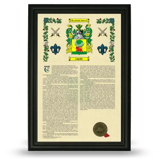 Lapake Armorial History Framed - Black