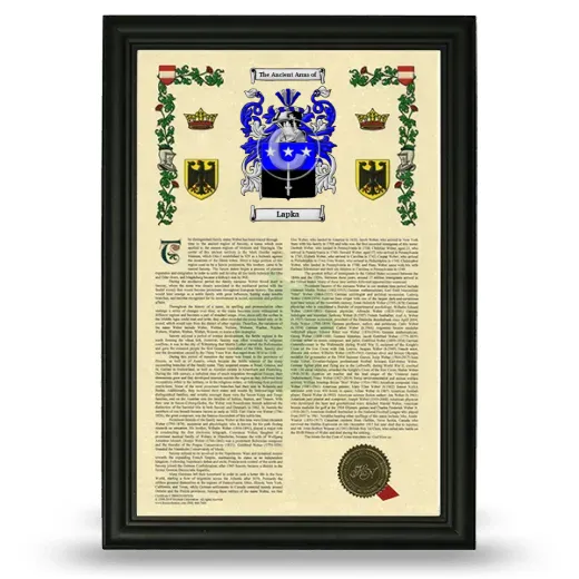 Lapka Armorial History Framed - Black