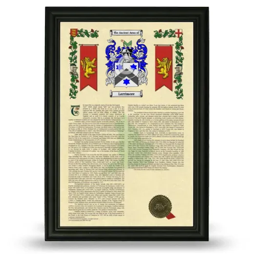 Larrimore Armorial History Framed - Black