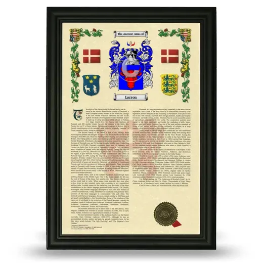 Larson Armorial History Framed - Black