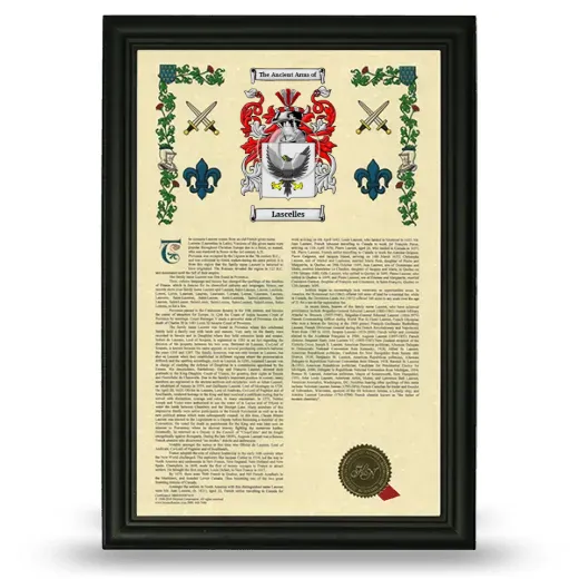 Lascelles Armorial History Framed - Black
