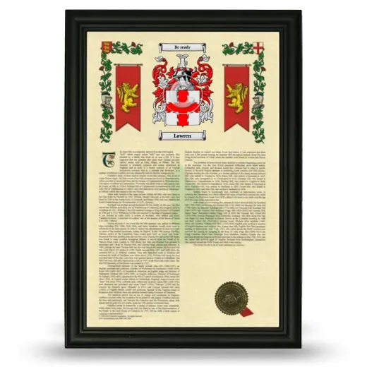 Lawren Armorial History Framed - Black