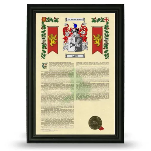 Layre Armorial History Framed - Black