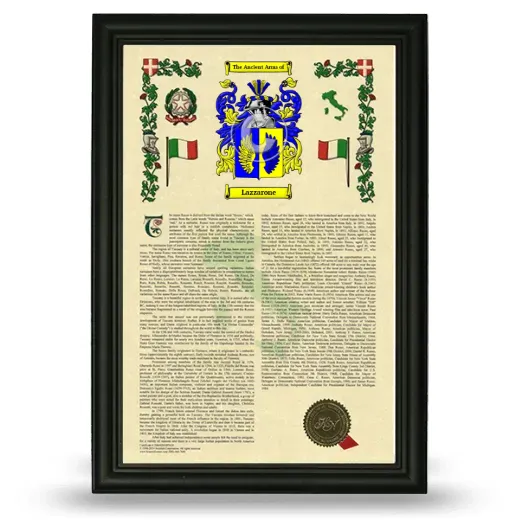 Lazzarone Armorial History Framed - Black