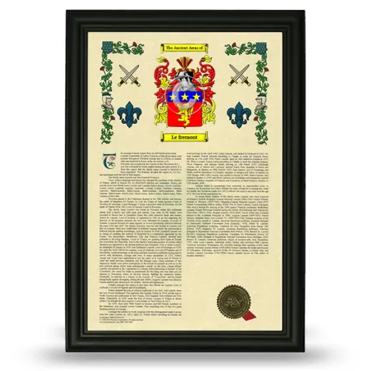 Le fremont Armorial History Framed - Black
