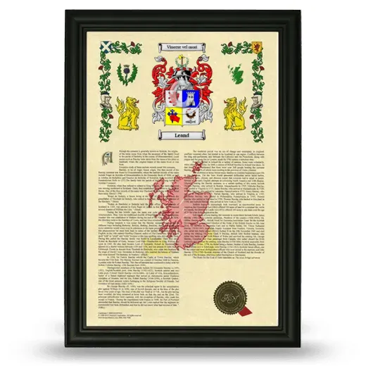 Leand Armorial History Framed - Black